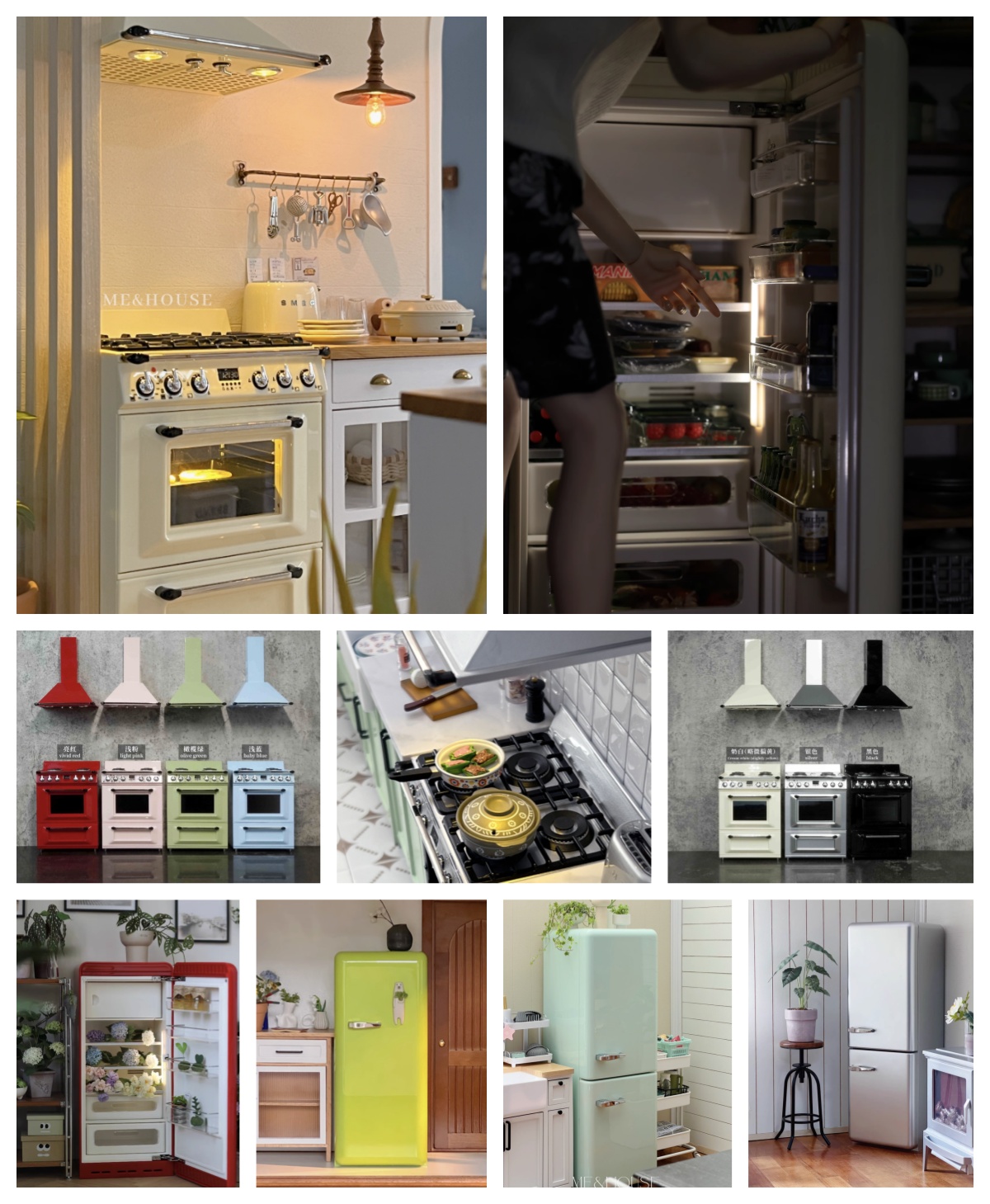 Kitchen Appliances Refrigerators - 1/6 Modern Minyatür mutfak mobilyası Blythe/BJD